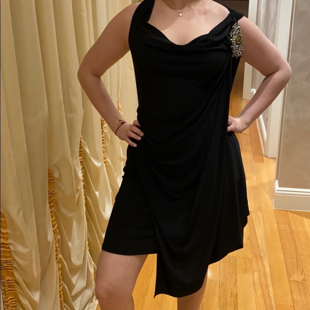 ABS little black draped dress